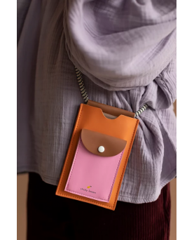 BOLSO PARA MOVIL NARANJA Y ROSA FUCSIA