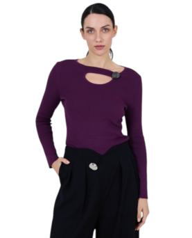 JERSEY ESCOTE BOTON MORADO