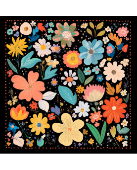 PAÑUELO FLORES NEGRO