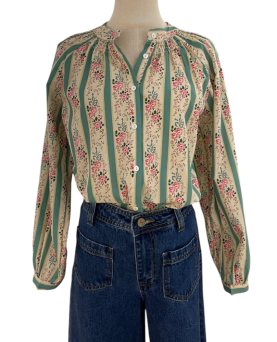 CAMISA VINTAGE RAYAS FLORES
