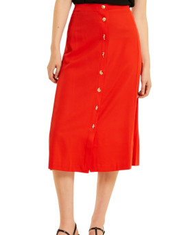 FALDA MIDI ABOTONADA ROJA
