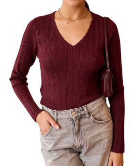 Jersey calado burdeos
