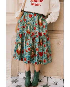 Falda midi Offset conejos