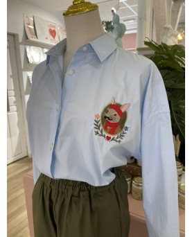 Camisa Offset conejo azul
