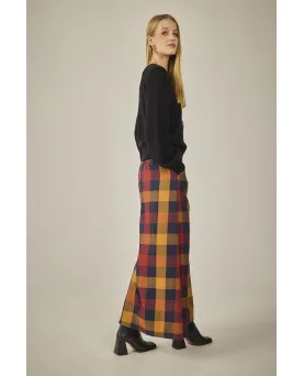 Pantalones Smile cuadros mostaza
