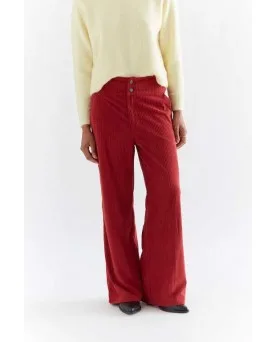 Pantalón Compañía Fantástica pana doble botón rojo